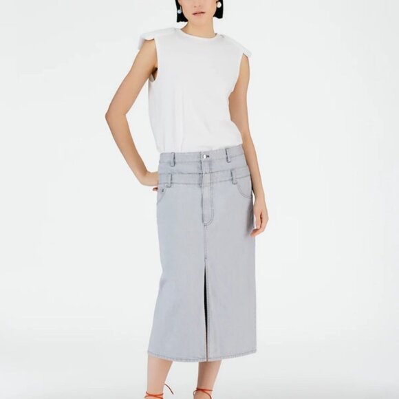 Tibi double waisted midi denim Skirt Sz 28 - Picture 1 of 11
